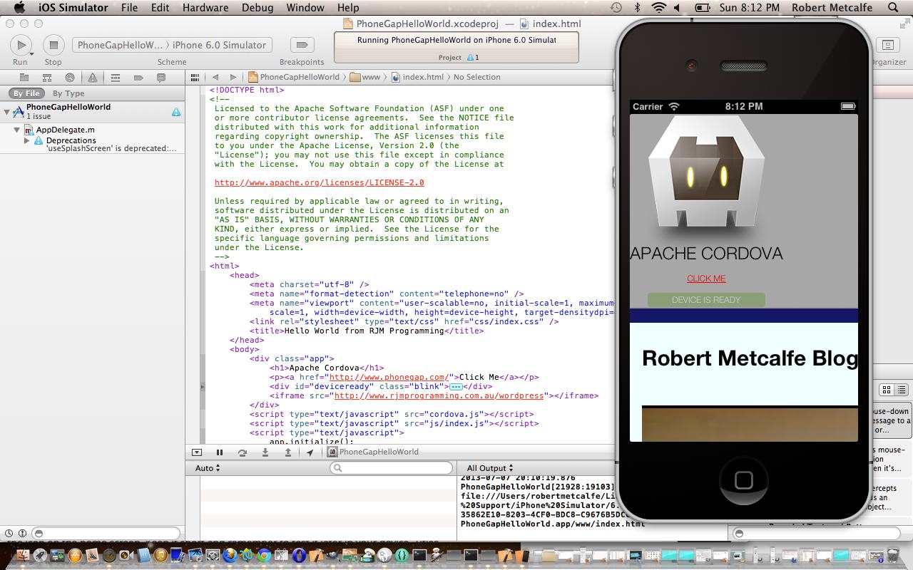 PhoneGap iOS Mobile Xcode Primer Tutorial